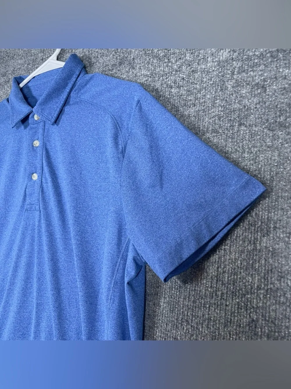 Untuckit Mens Medium Blue Short Sleeve Stretch Polo Preppy Casual Shirt - Picture 4 of 9